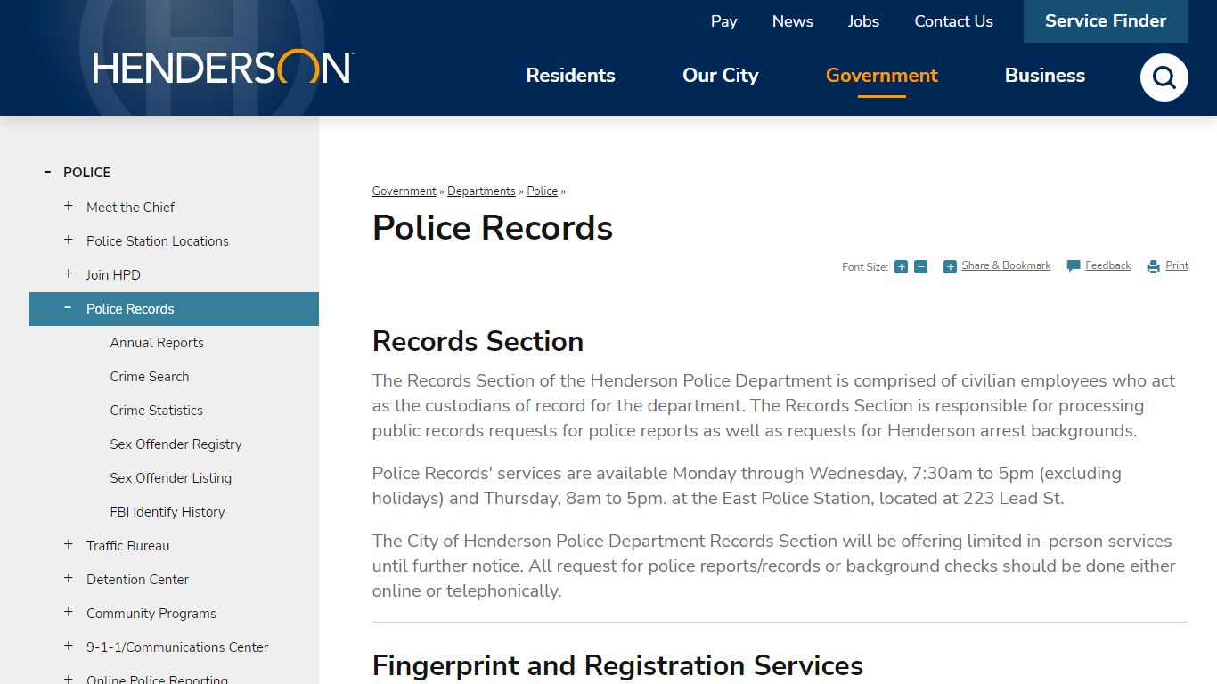 Police Records | Henderson, NV